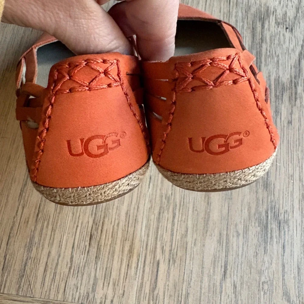 NWOB $90 UGG Tippie Fire‎ Opal Orange Leather Espadrille Flats Boho Shoes SIZE 7